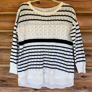 Cream and Black Striped Sweater